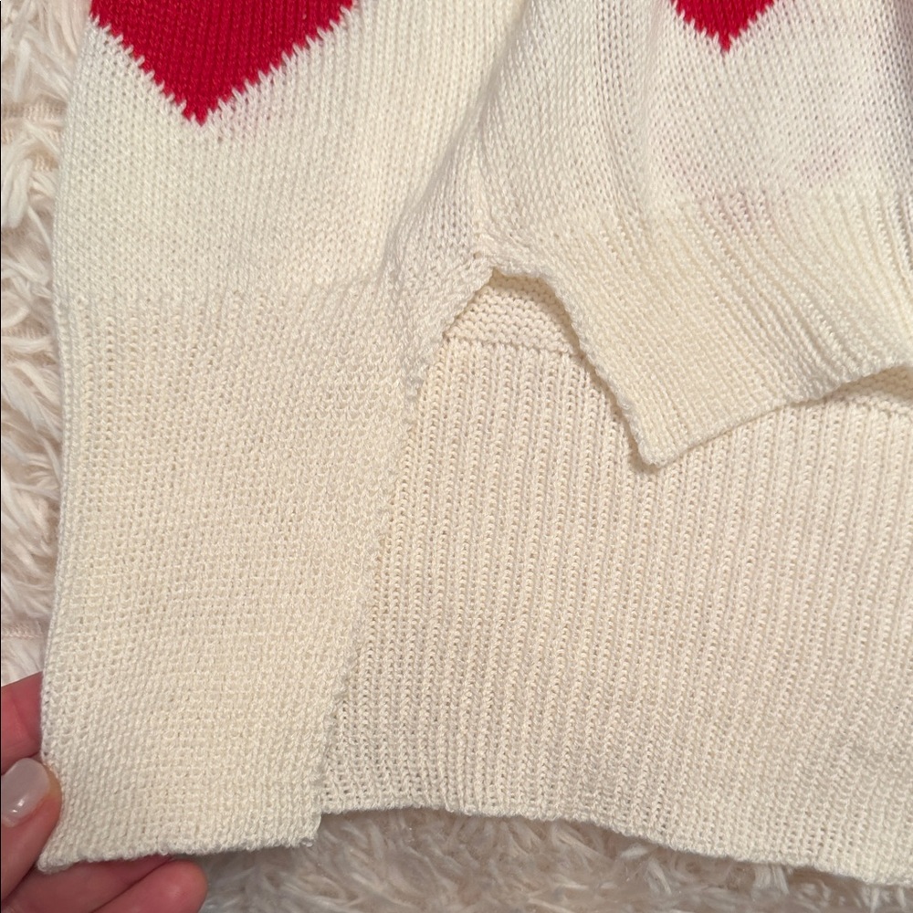 Main Strip Cream Sweater with Red Hearts NWT! - Picture 8 of 16